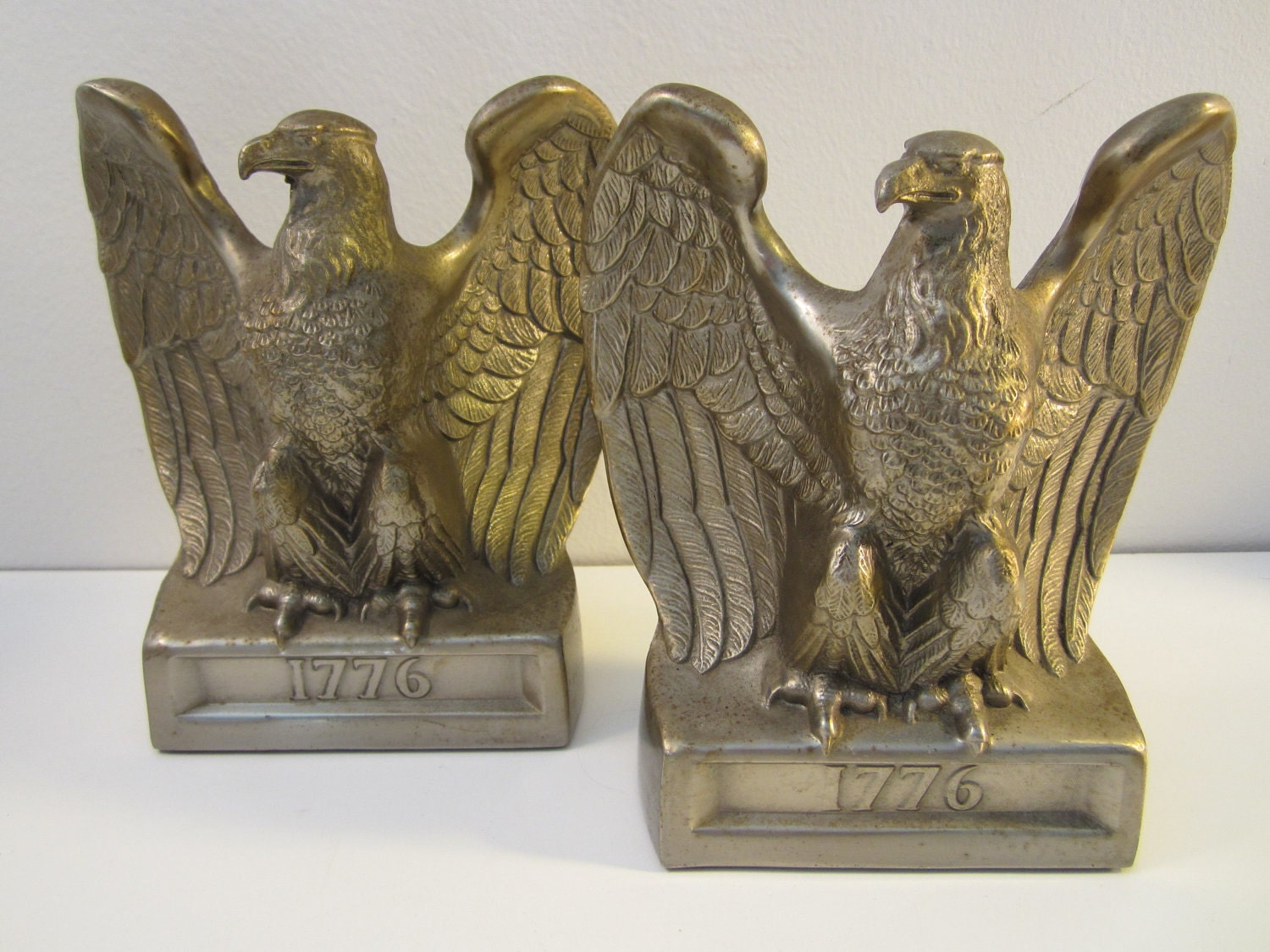 Vintage Brass Eagle 1776 Bookends Americana by cottagewhimsies