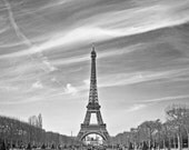 Eiffel Tower Black and White Landscape - Photo Print - 8"x10"