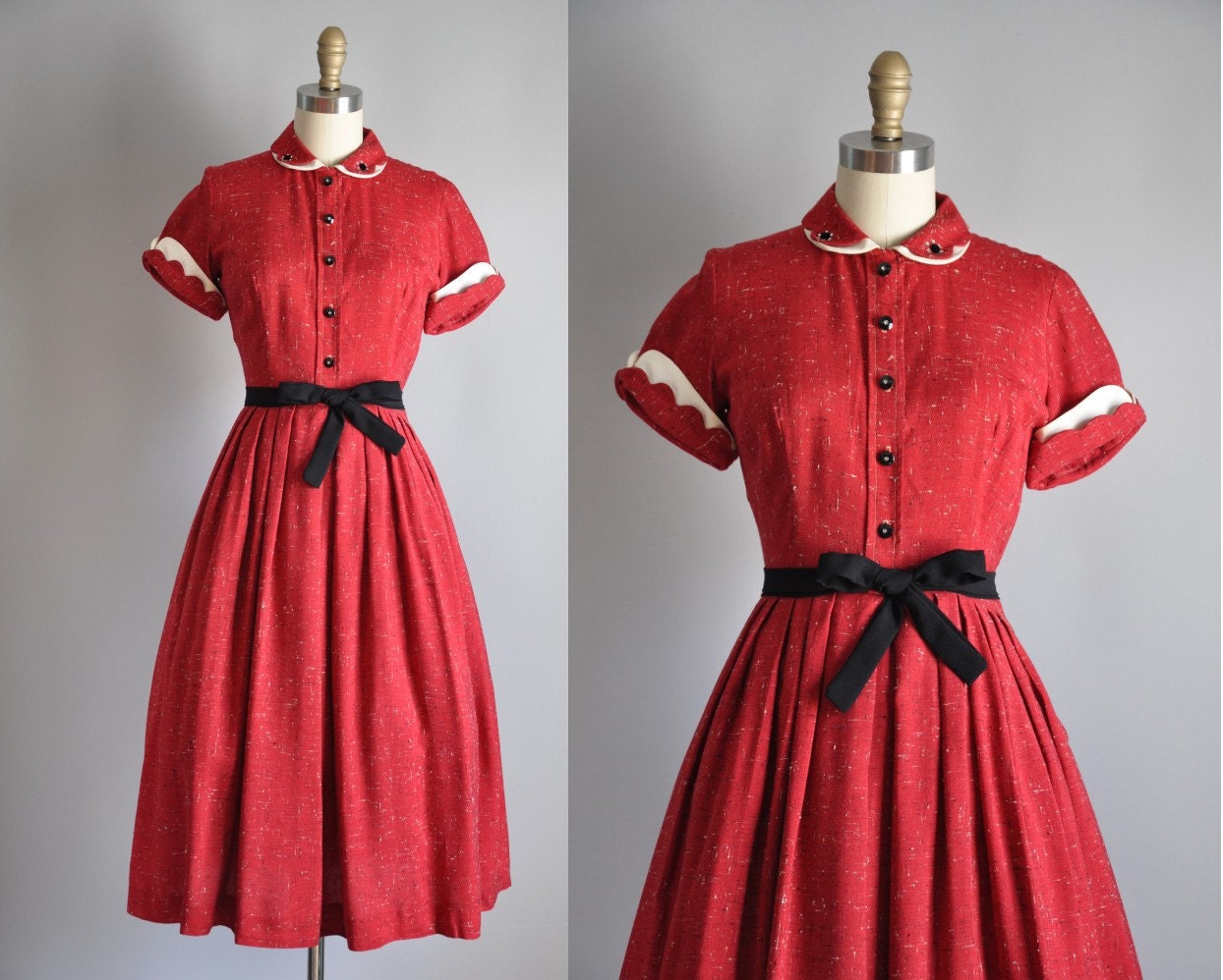 24hr 20% SHOP SALE..//.. vintage rare 1950s sassy red Bombshell Beauty full skirt dress