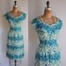 r e s e r v e d...vintage 1950s Blue Berry Picking floral dress