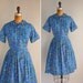 vintage 1950s dress / 50s cotton full skirt Ann Taylor dress / Lunch At Central Park