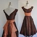 r e s e r v e d...vintage 1950s cocktail dress/  1950s 50s jacquard cocktail dress/ Bronze Beauty