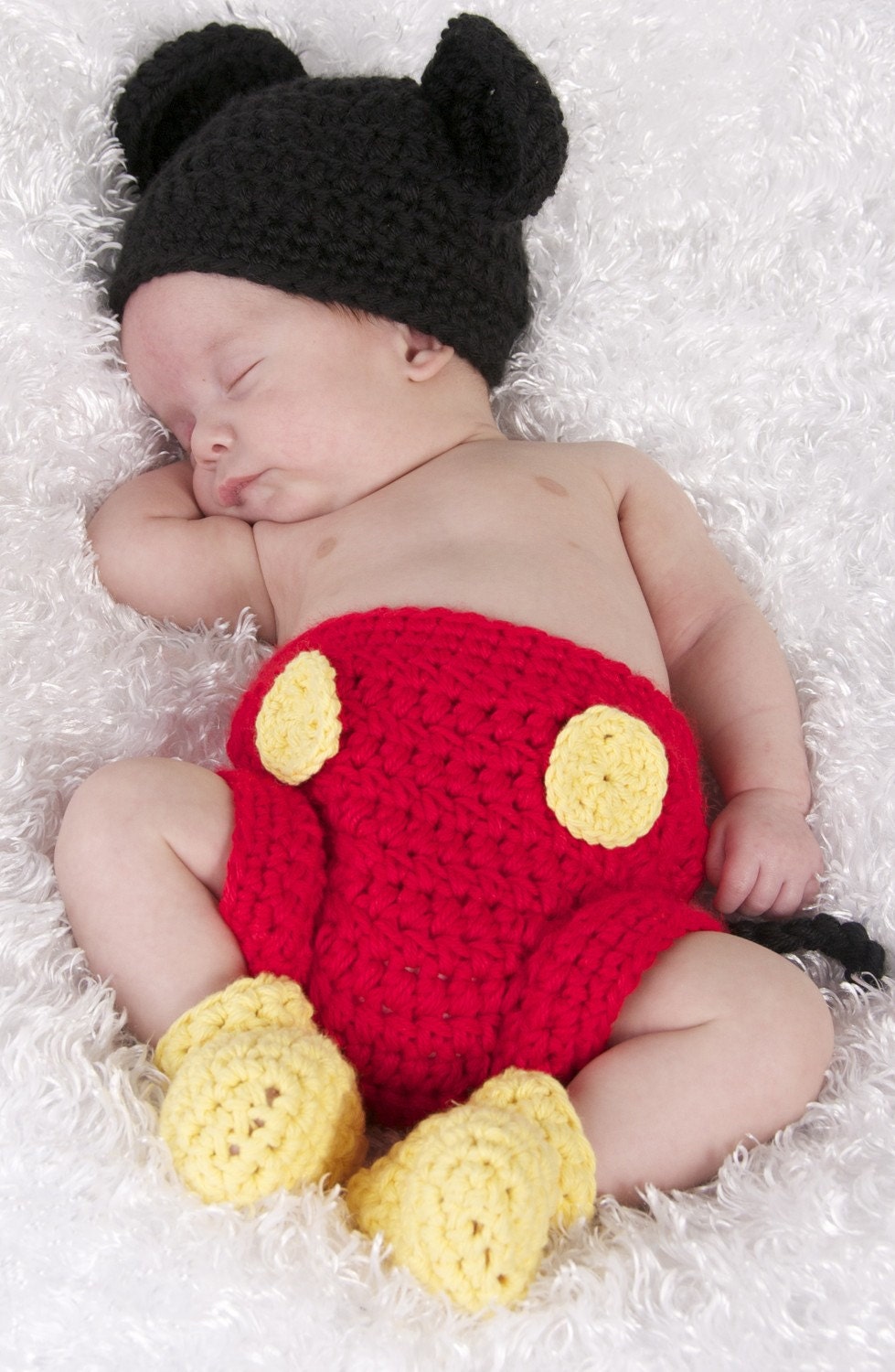Mickey Mouse Hat and Diaper cover and Feet