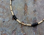 Bamboo Anklet with Black Glass Beads