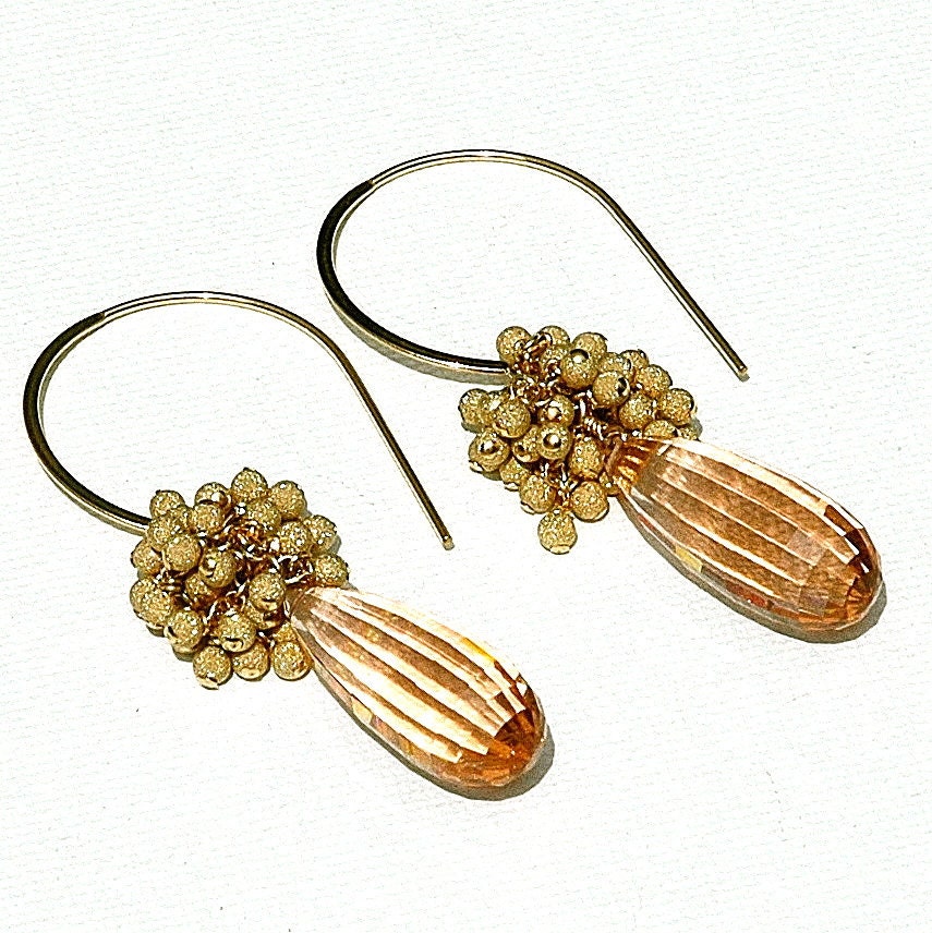 Peach Morganite Gold Stardust Earrings - shopshrew