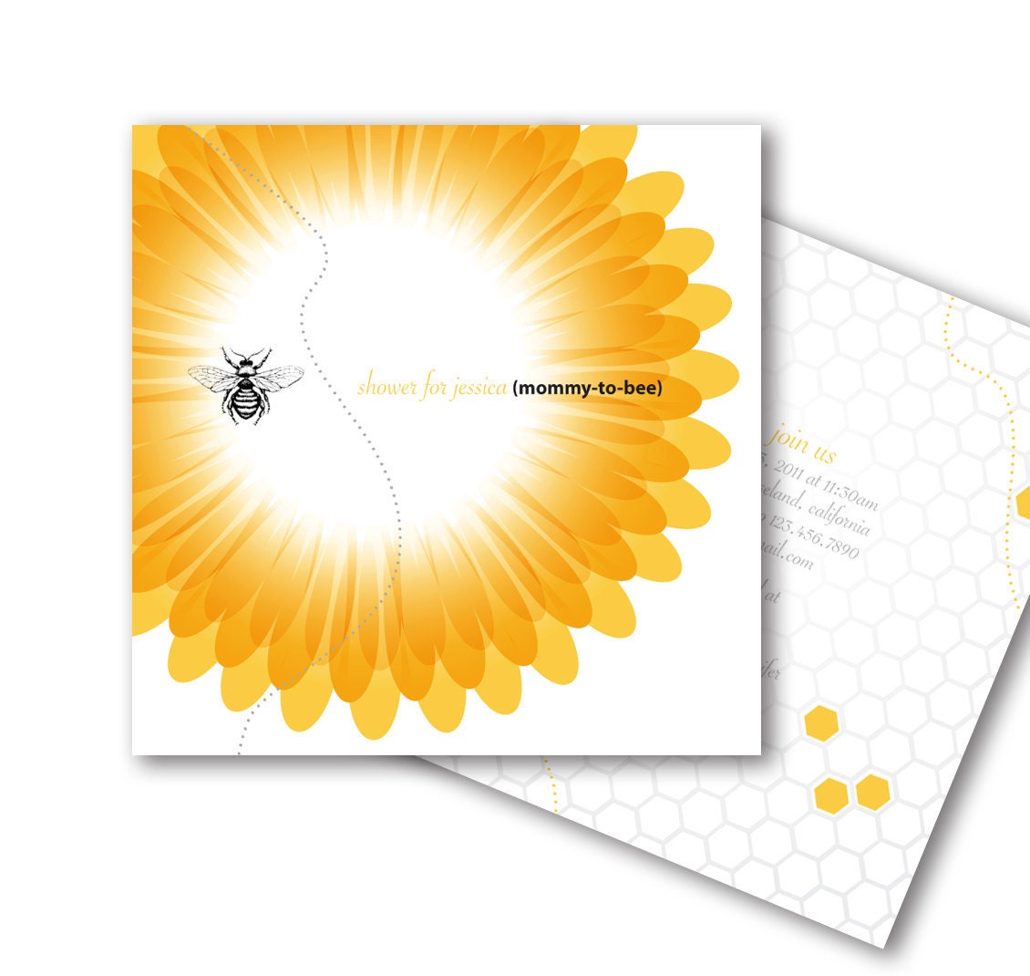 Bumble Bee Baby Shower or Birthday Invitation, Modern