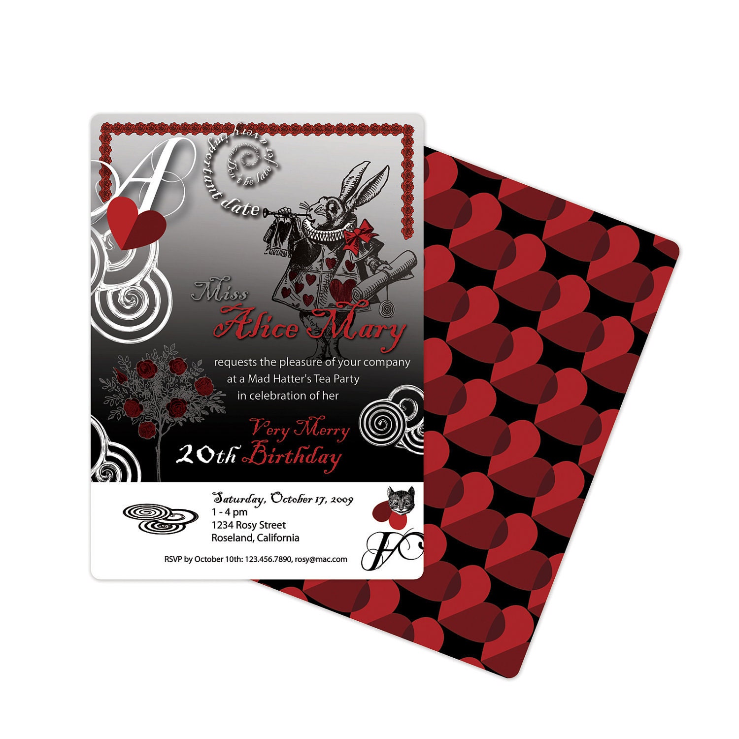 Alice in Wonderland Invitation Goth