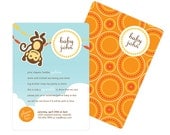 Monkey Baby Shower or Birthday Invitation with Custom Colors