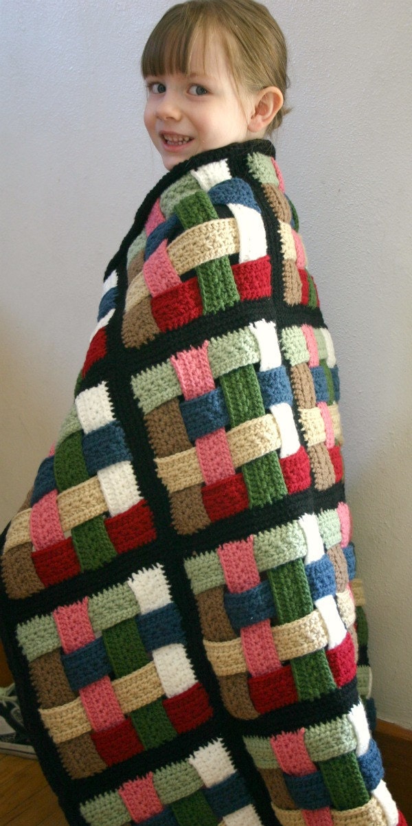 Basket weave afghan blanket crochet thick lap throw home decor red pink green chocolate brown tan black white royal blue coverlet washable