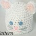 Baby cat hat PDF crochet pattern 0-6 month newborn beanie kitty infant head covering cute white pink cat fluffy fuzzy animal pet