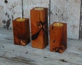 Smoke Stacks- 3 Recycled Olde Growth Pine Candle Holders