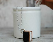 Book Necklace: Small, Black, Not Complicated, Silver
