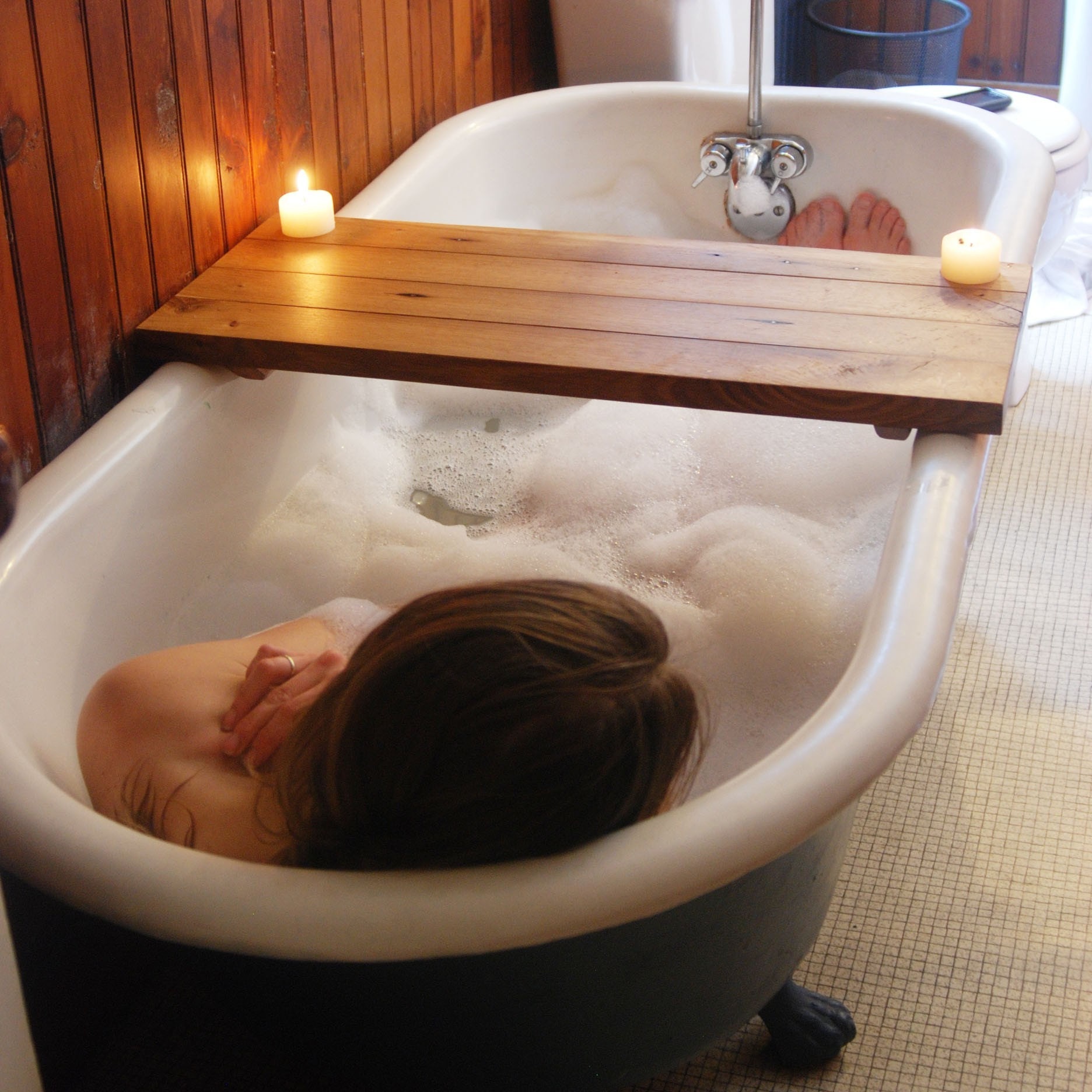 Tub Caddy made of Reclaimed Oak from a Broken Down Hardware Store