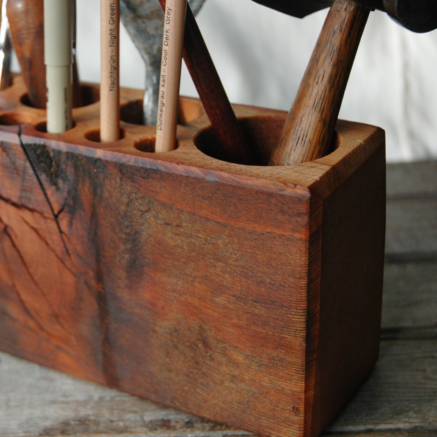 Desk caddy: The Original, rustic, reclaimed wood, Large.