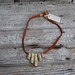 Green and Blue Botanical Necklace: Reclaimed Oak and Leather, Chromolithograoh from 1800s.