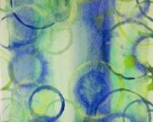 Meeting Over Coffee 5 - Blue - Original Watercolor Painting