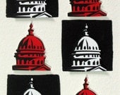 US Capitol original 3D collage - black, white and red - 8x10
