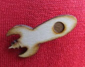 Rocket / Spaceship Wooden Brooch