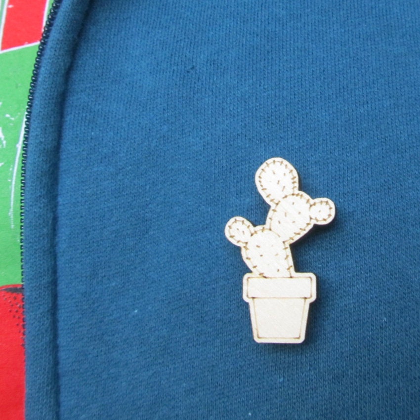 Cactus Wooden Brooch No. 2