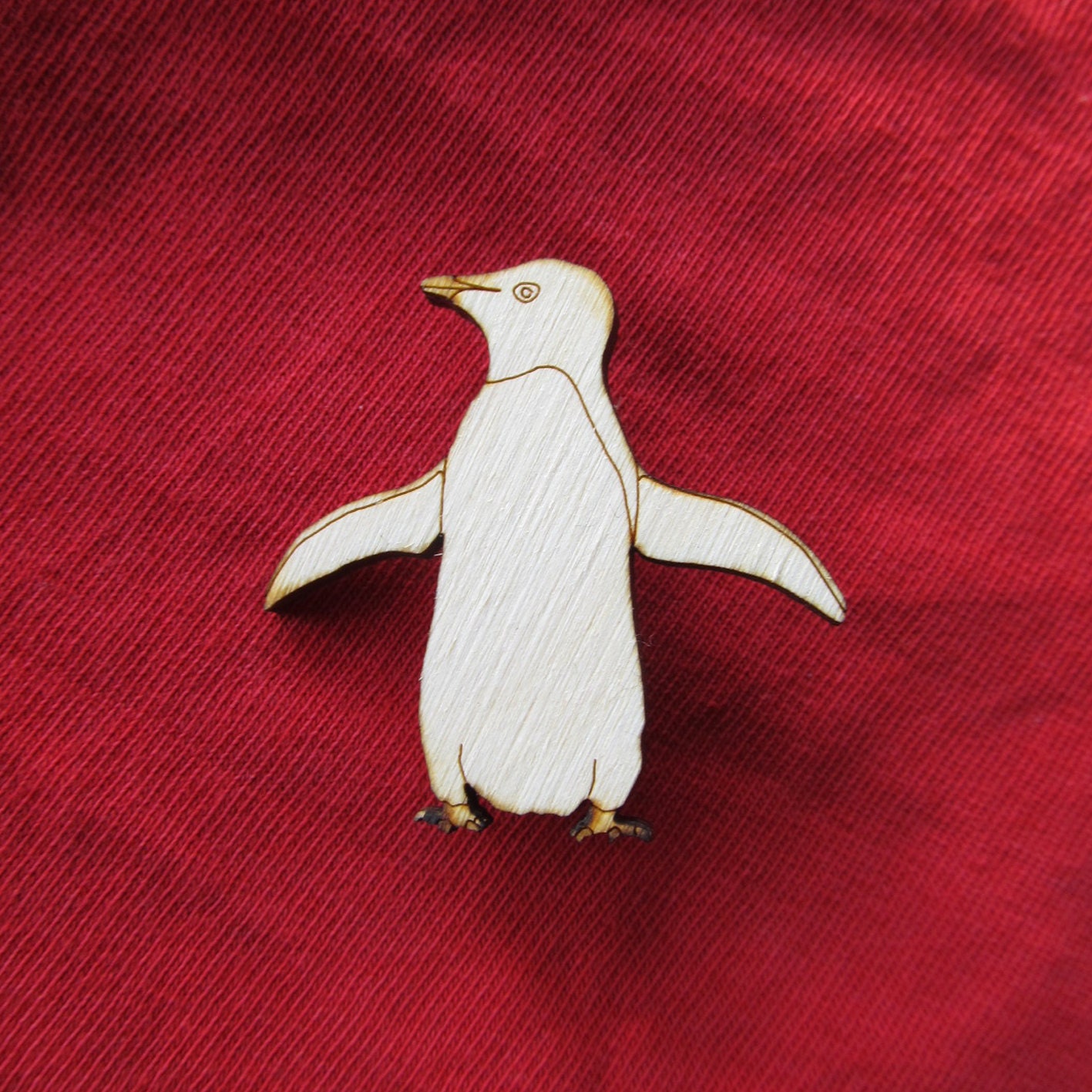 Adelie Penguin Wooden Brooch