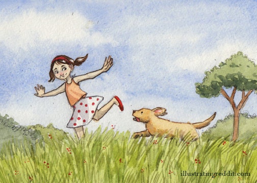 5"x7" Print of Girl and Dog