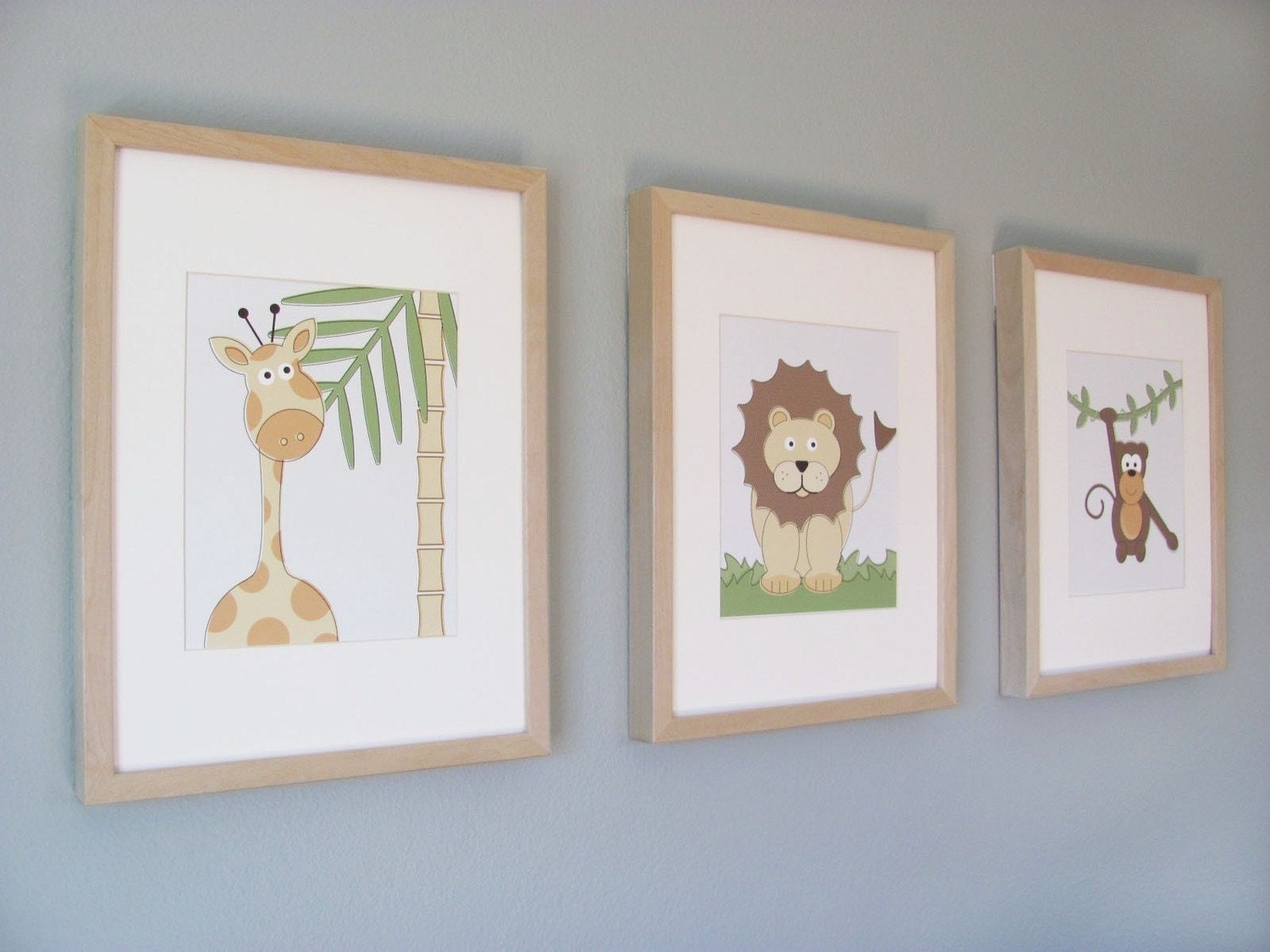 Safari Animals Children's Prints - Set of 3