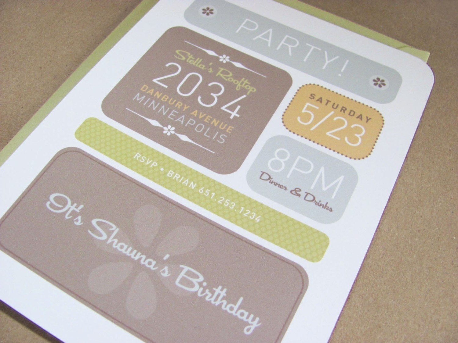 Modern Party Invitation - Birthday, Housewarming, Engagement or Bachelorette Party