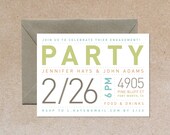 Modern Typography Party Invitation - Birthday, Housewarming, Engagement or Bachelorette Party