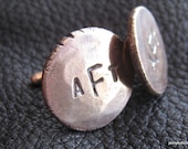 NYF Golden Bronze Cuff  Links Cufflinks Monogrammed with Larger Center Initial and Hammered Finish