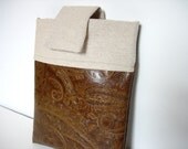 iPad Sleeve Case Faux Leather Brown Paisley