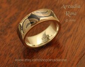Size 7 3/4 (U.S.) Size P 1/2. Mokume Gane Wave Double Ring/Fine Silver Liner by Stephenie Lynch.