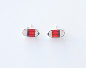 Pencil Stud Earrings in red - Made To Order