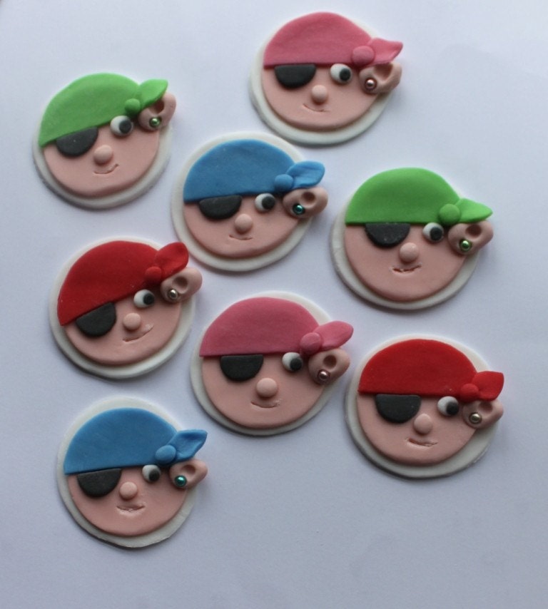 24 EDIBLE FONDANT SUGAR PIRATE CAKE TOPPERS