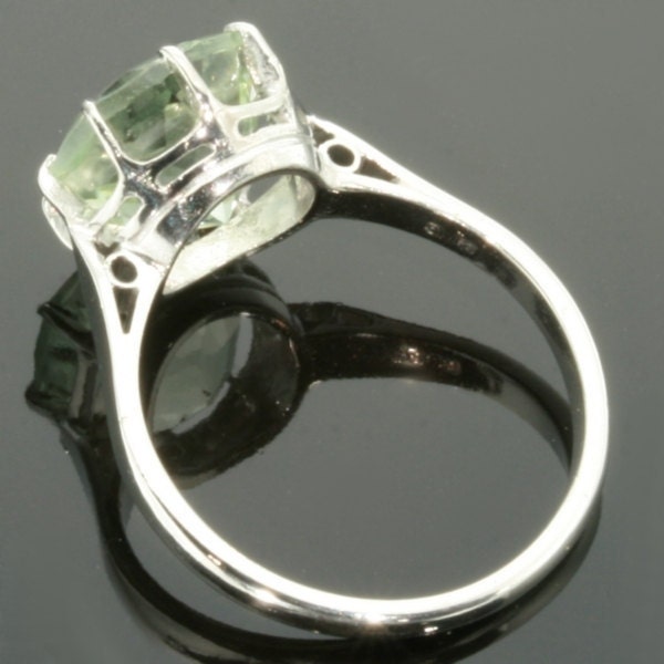 Estate platinum engagement ring natural green amethyst