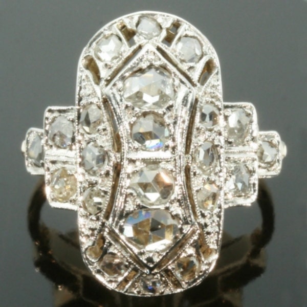 Retro rose diamond ring 18k gold 1940s jewelry