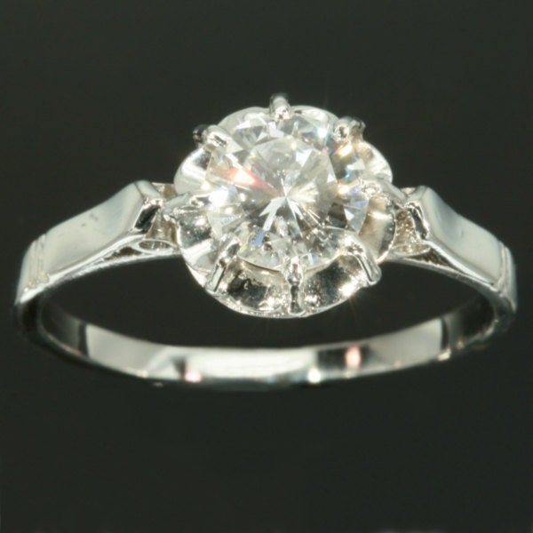 Solitaire diamond engagement ring platinum shank