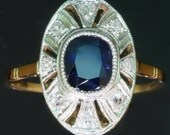 RESERVED Art Deco Sapphire Engagement Ring