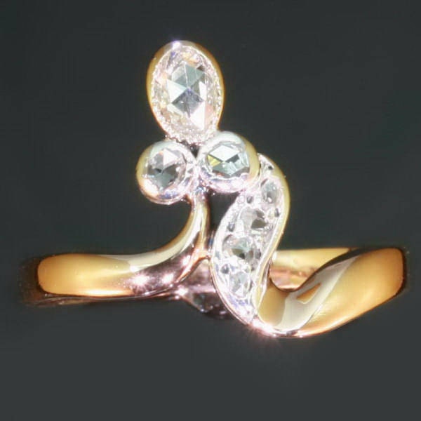 Victorian Rose Cut Diamonds & Red Gold Ring