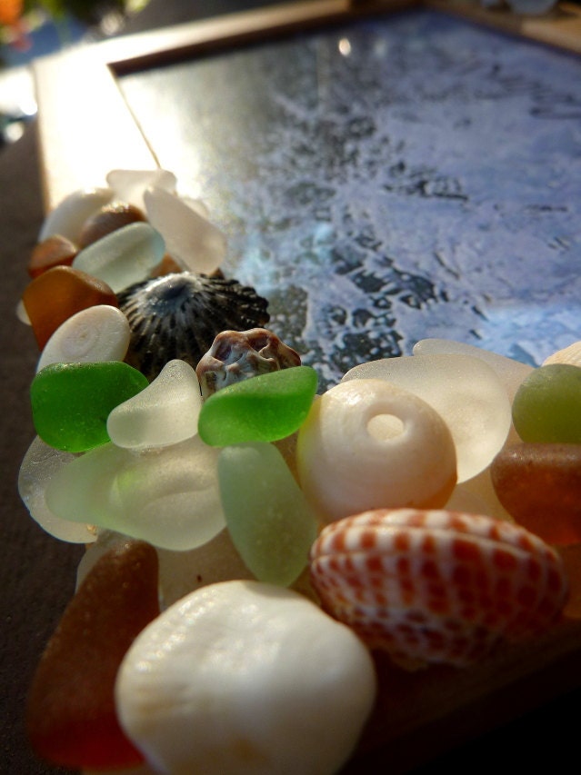 Sea Glass Frame with Hawaii Sea Glass and Shells