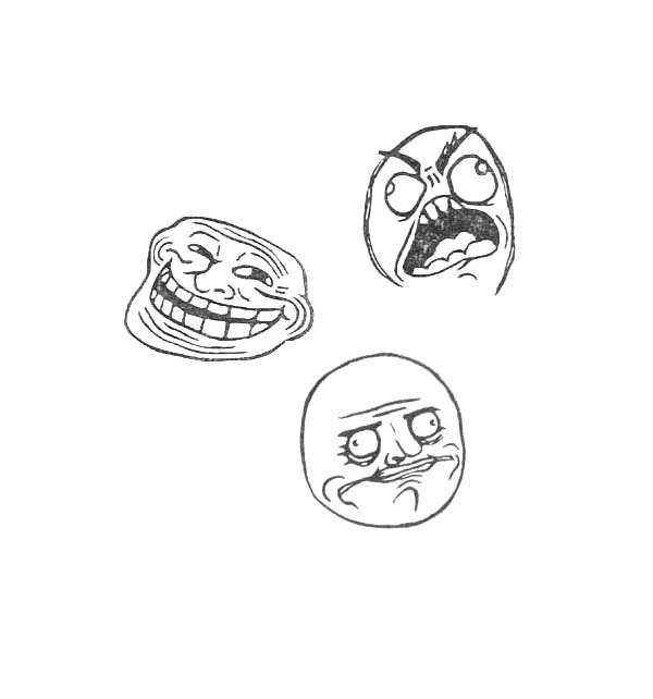 Rage Face Collection - Classic Rage, Troll Face and Me Gusta Hand Carved Stamps