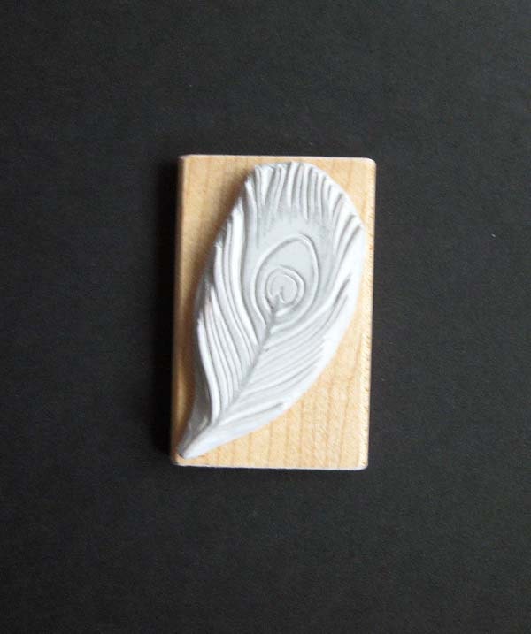Peacock Feather Hand Carved Stamp