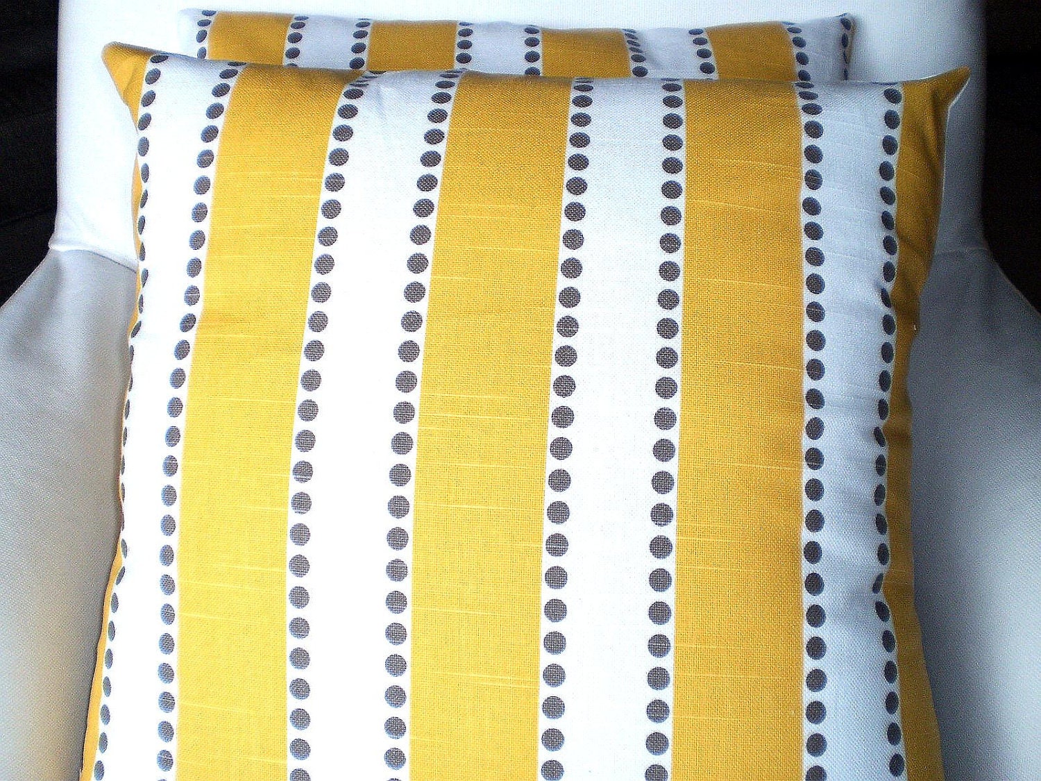 Pillows Decorative Throw Pillows Cushion Covers Yellow White Lulu Stripes Taupe Dots BOTH SIDES