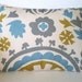 Pillows Decorative Pillows Accent Pillows Throw Pillows Cushion Covers Gray Citrine Aqua Cream Suzani  BOTH SIDES - One 12 x 16