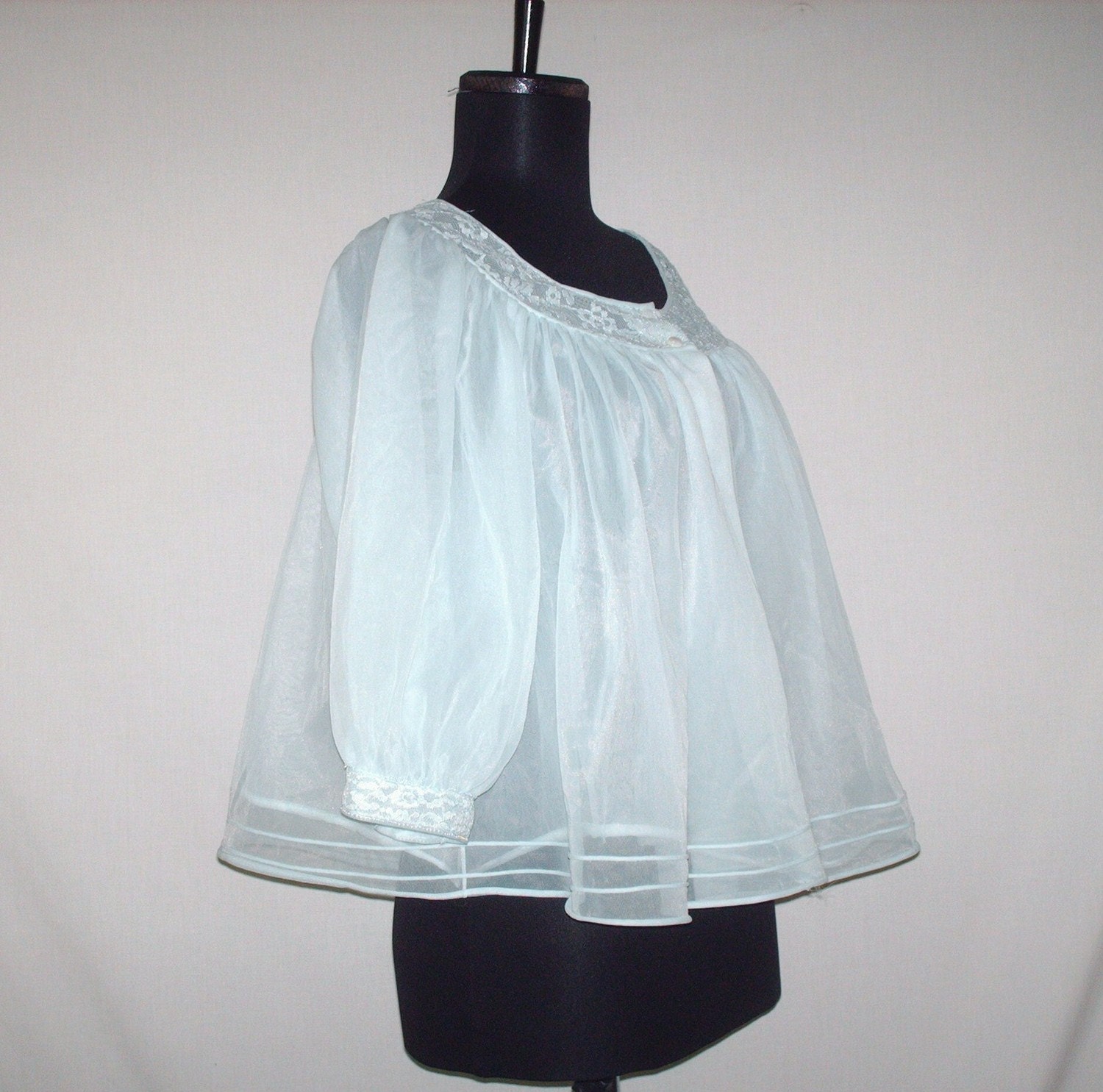 Vintage Baby Blue Chiffon  Lingerie Cape