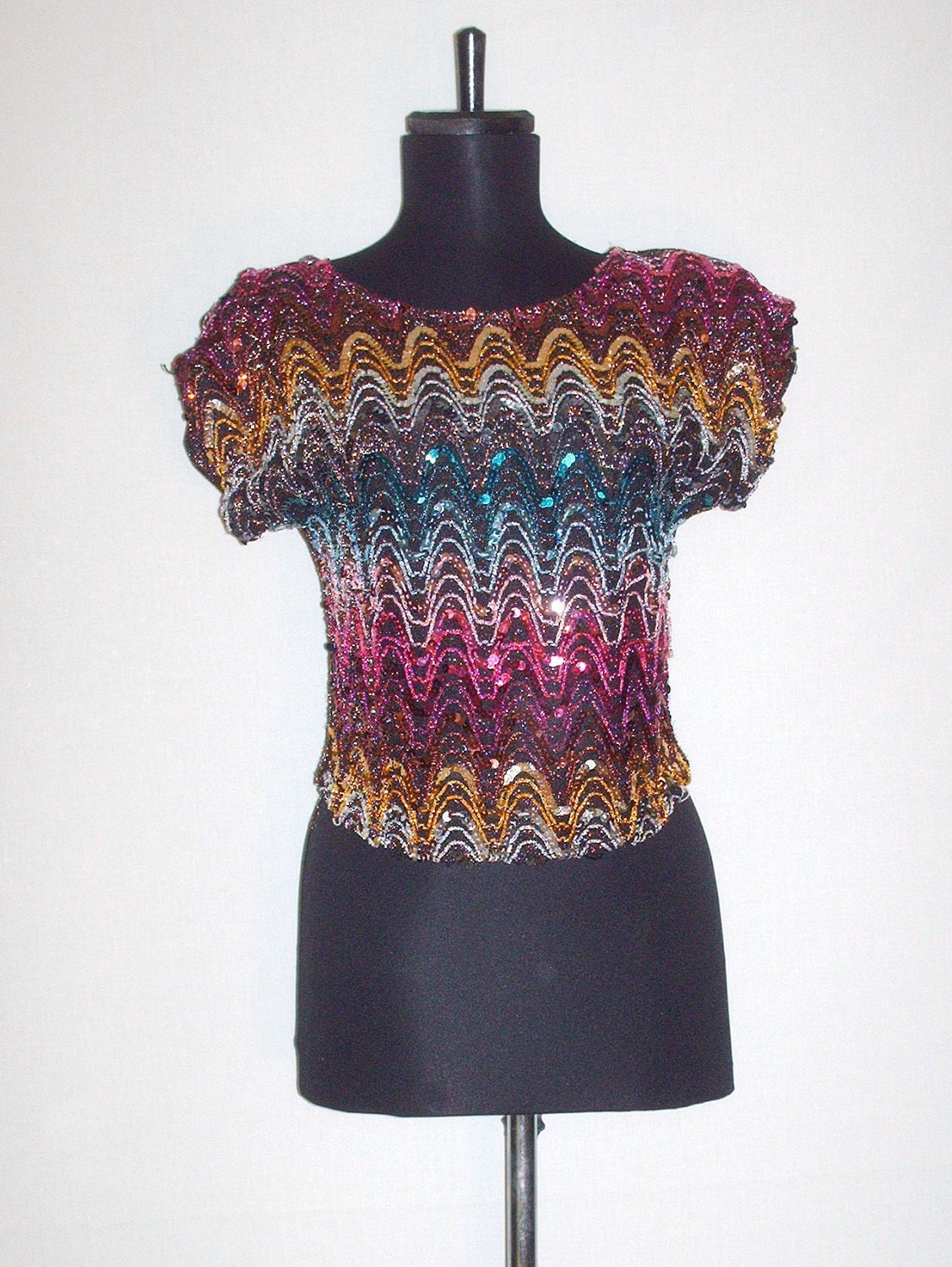 Vintage 1980s Sequence Cropped Top