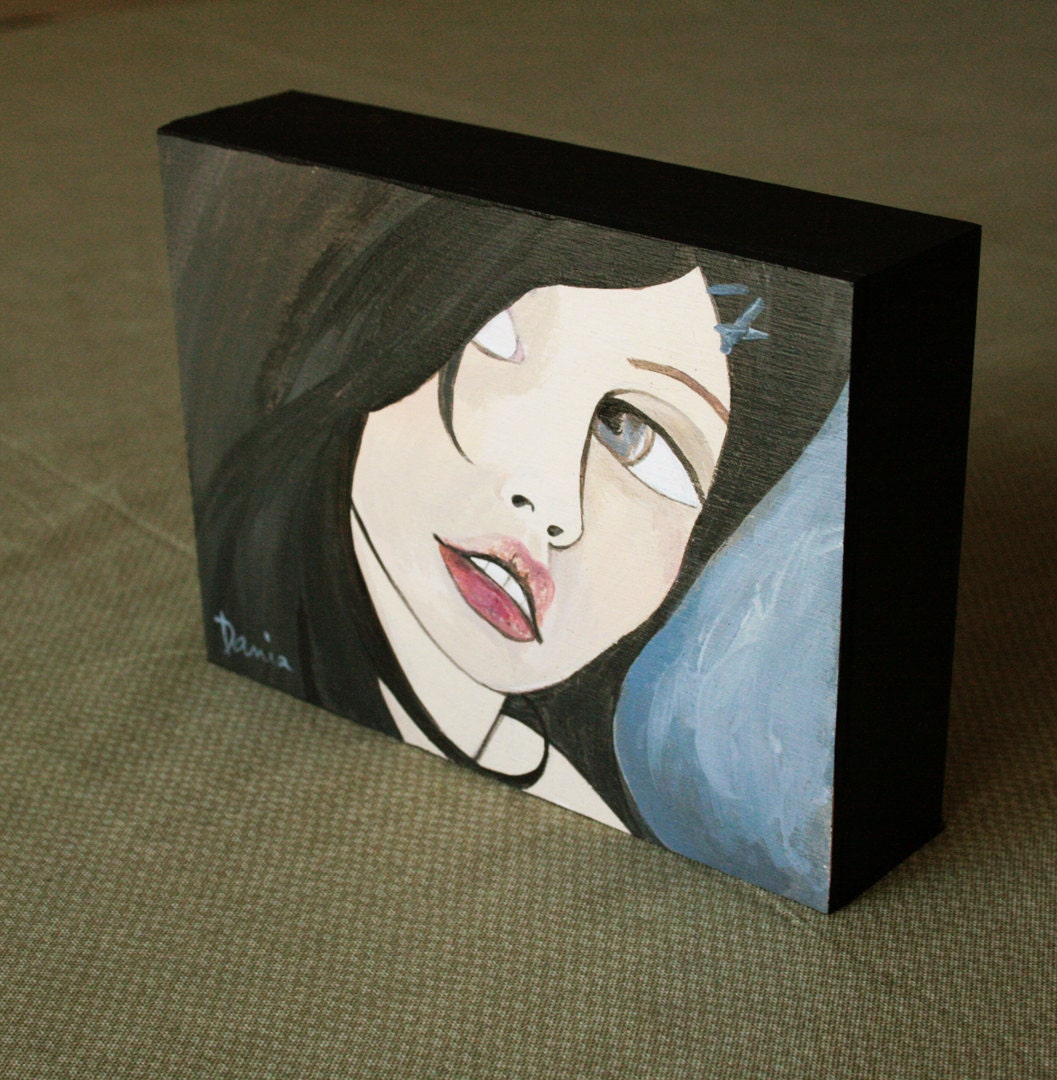 Arianna - Hand painted on Wooden Block - 5"x7"