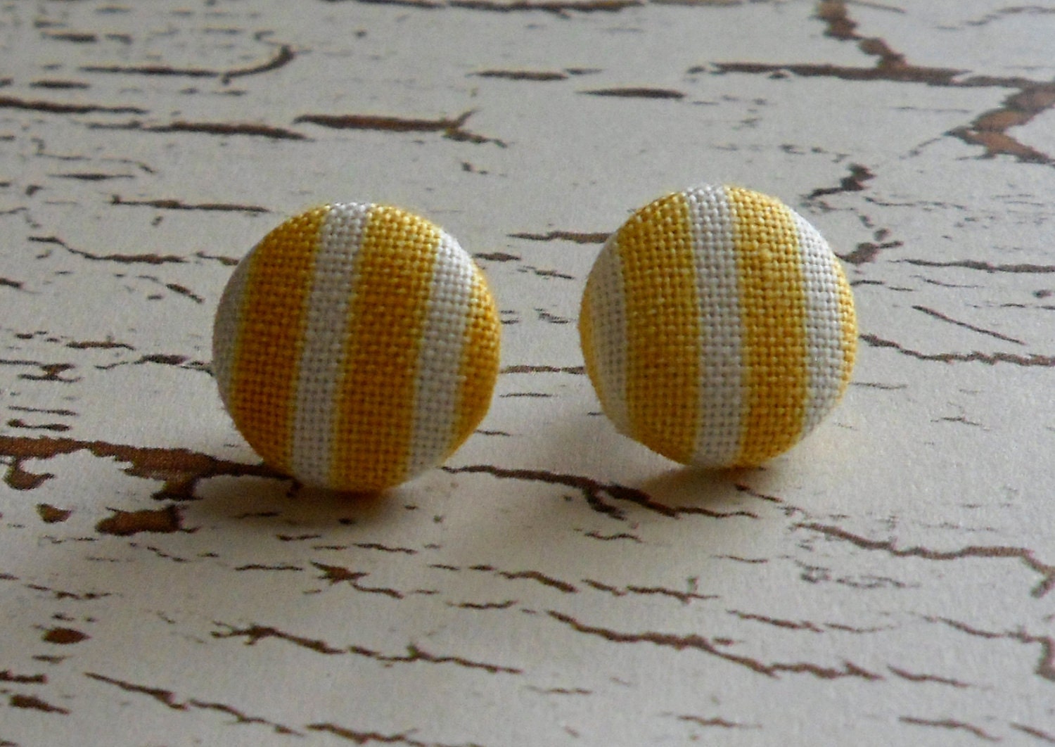 Set of 3 Yellow Earrings, Cabochon and Covered Button Earrings