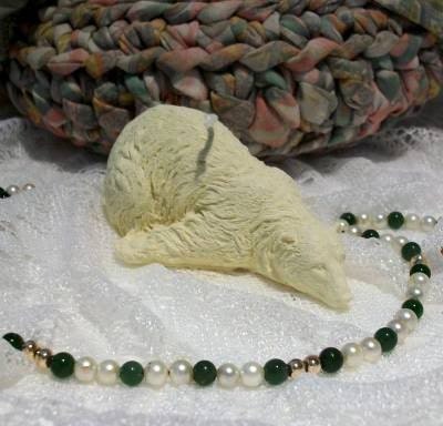 3 White Beeswax Polar Bear Candles