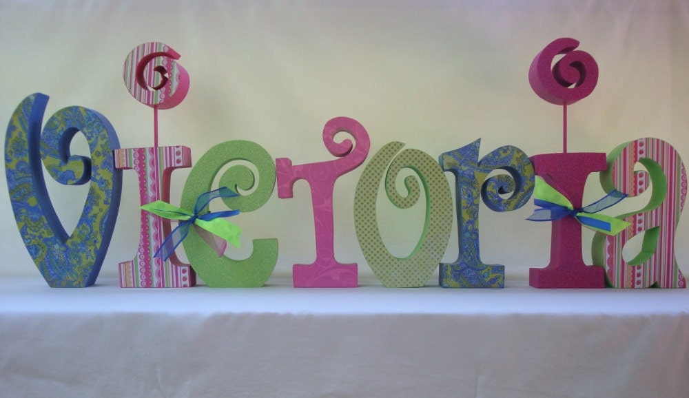 Set of 8 Wooden Letters Any Name or Word Customized for you Nursery, Kids Room, Gifts, Baby Shower, Wedding Shower