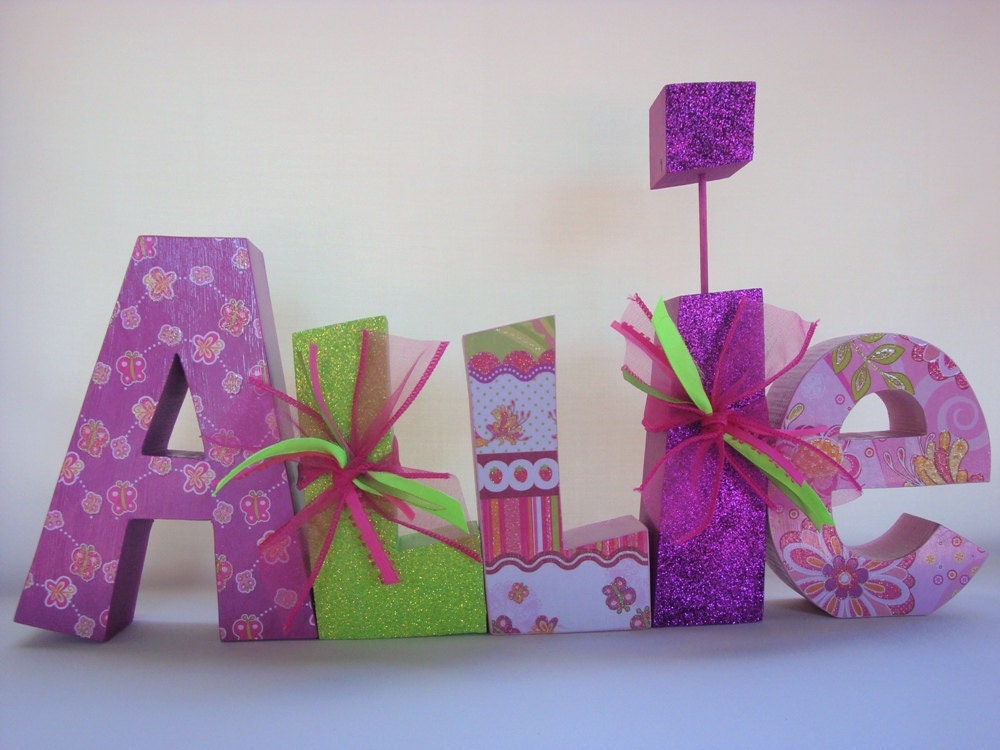 Wooden Letters, Nursery Letters, Children's Decor, Gifts, Baby Shower, Wedding, Name or Word Customized for your Set of 5